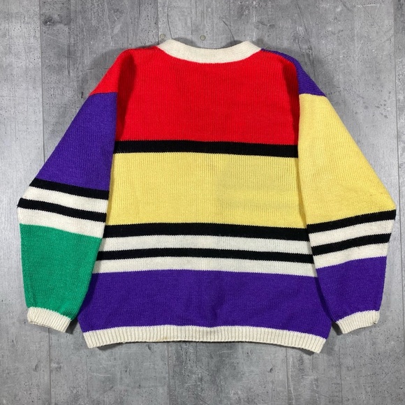 90s Multicolored Knit Cardigan Sweater - Picture 3 of 6